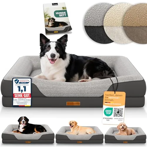 ELONEO Orthopädisches Premium Hundebett - Das ELONEO Hundebett bietet höchsten Komfort und Funktionalität. Ideal für alle Hundegrößen, mit abnehmbarem, waschbarem Bezug und rutschfester Unterseite für sicheren Halt.