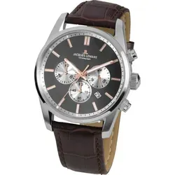Jacques Lemans 42-6.1 Herrenchronograph - Eleganter Chronograph für Herren mit Quarzwerk, 10 ATM wasserdicht und braunem Croco-Lederarmband – ideal für jeden Anlass.