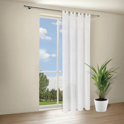 Gerster Gardine "Maia" Gr. 1, weiß, 245cm - Elegante Schlaufen-Gardine MAIA in zeitlosem Weiß, ideal für jedes Fenster. Die halbtransparente Qualität sorgt für eine angenehme Lichtdurchlässigkeit. Maße: 140cm Breite, 245cm Höhe.
