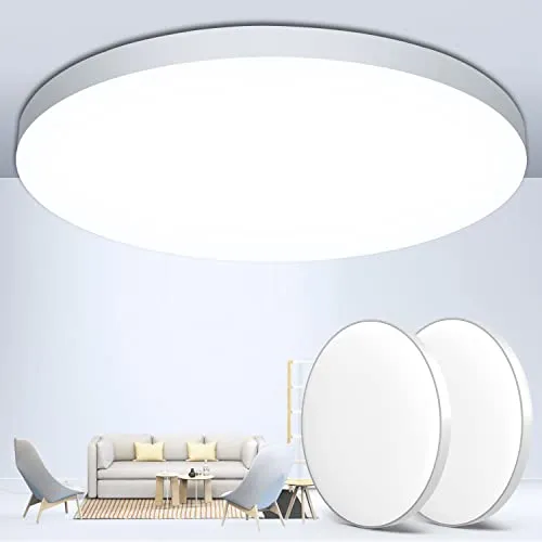 LED Deckenleuchte Deckenlampe Lampe Decke LED [2Stück] Ø28cm 24W,6500K,2000LM,IP44 Wasserfest Rund Modern Schlicht Weiß Badlampe für Kellerlampe,Schlafzimmer,Wohnzimmer,Küchenlampe, Badezimmer,Balkon