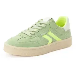 Tamaris Damen Sneaker Low Leder in Grün, Größe 41 EU - Moderne Tamaris Sneaker Low aus Leder, ideal für den Alltag. Mit individuellem Schnürverschluss und praktischem Wechselfußbett für optimalen Tragekomfort und Anpassungsfähigkeit.