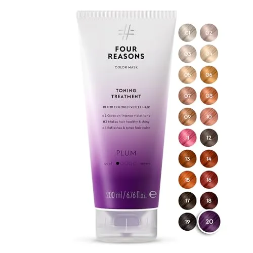 Four Reasons Color Mask Toning Treatment Plum 200ml - Haarfarbe, intensive Tönung für lebendige Farbnuancen und Pflege in einem Schritt – ideal für strahlendes, gesundes Haar.
