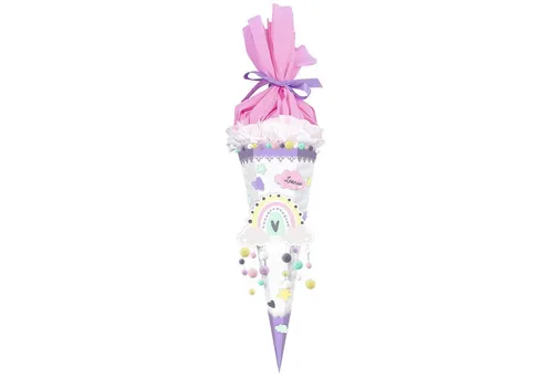 Ursus 9870021 - Schultüten-Bastelset Easy Line Regenbogen, 68 cm, kreative Bastelidee für den Schulanfang mit vorgestanzter 3D-Colorwellpappe