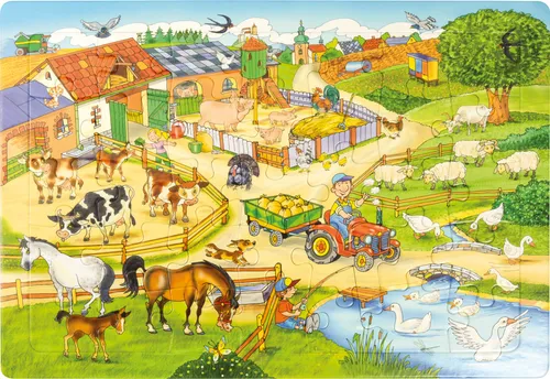 Eduplay Puzzle Bauernhof Karton Lernspielzeug bunt für Kinder