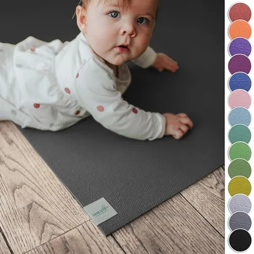 Sanosoft Krabbelmatte Grau 180x100 cm – Oeko-Tex® Standard 100 - Hochwertige Krabbelmatte für drinnen und draußen. Aus 100% EcoPure-Foam, rutschfest und abwaschbar. Ideal für die ersten Krabbelversuche, schützt vor Bodenkälte und Stößen.