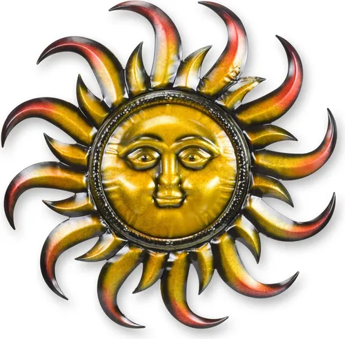 Aubaho Wanddekoration Sonne aus Eisen – Retro Design - Stilvolle Wanddekoration in Sonnenform aus robustem Eisen. Diese exklusive Replikat vereint Retro-Design mit modernem Flair und setzt markante Akzente in Ihrem Zuhause.