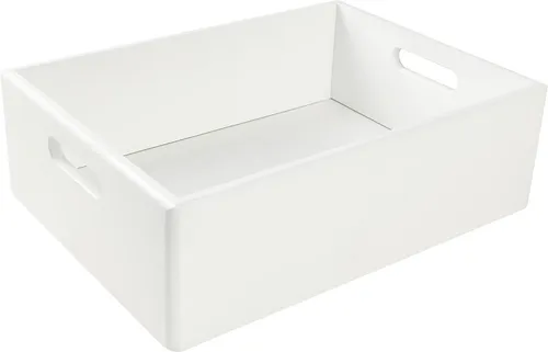 Creative Deco Holzkiste XXL - Vielseitiger Obstkorb mit Griffen - Kisten aus hochwertigem Kiefernholz, ideal für die Aufbewahrung von Obst oder Dekoration. Pflegeleicht und modern in Weiß, perfekt für jeden Wohnraum.
