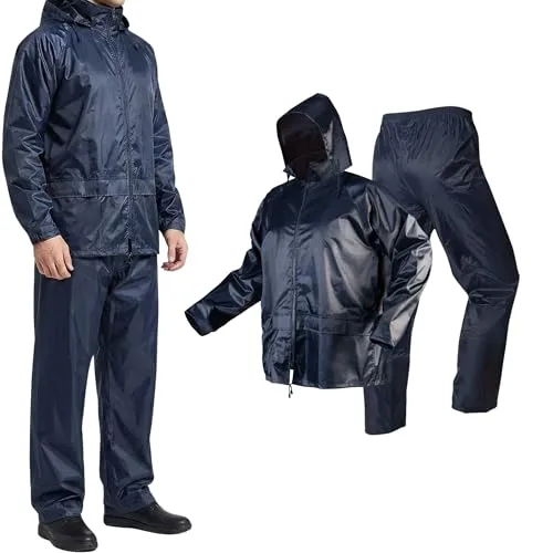 NEO TOOLS Regenjacke + Regenhose - Praktisches Regenset in Blau - Gr. 3XL - Komfortables Regenanzug-Set für windige und regnerische Tage. Mit Kapuze, Unterarmschlitzen und praktischen Taschen bietet es optimale Bewegungsfreiheit und Schutz. Ideal für den professionellen Einsatz und in einer praktischen Aufbewahrungstasche.