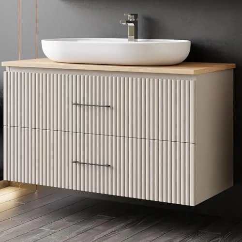 Karen Waschtisch Liana mit Unterschrank und Keramikwaschbecken - Eleganter Waschplatz mit Softclose-Schubladen und hochwertigem Keramikwaschbecken, ideal für stilvolle Badezimmergestaltung.