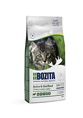 BOZITA Active Sterilised Getreidefrei Lamm - Trockenfutter für erwachsene Katzen, 10 kg, ohne Zucker und getreidefrei, ideal für draußen lebende Katzen