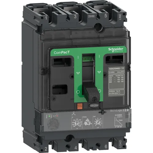 Schneider Electric Kompaktleistungsschalter C10W32M100 IP40 - Leistungsschalter für zuverlässigen Schutz, 3-polig mit 50-100 A Überlastauslöser und elektronischer Auslösetechnik, ideal für industrielle Anwendungen.