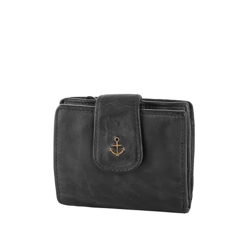 Geldbörse HARBOUR 2ND "Stella" – Grau (schwarz ash) - Klassische Leder-Geldbörse in washed Optik. Mit 9 Kartenfächern und Reißverschluss-Münzfach für optimale Organisation. Perfekt für stilbewusste Damen.