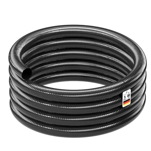 Wiltec Luisiana OM/I 5m flexibler Teichschlauch Ø40mm - Hochflexibler Gartenschlauch, ideal für Teiche. Belastbar und temperaturbeständig von -5 °C bis 60 °C, mit glatten Innenwänden zur Druckreduzierung. Frei von schädlichen Weichmachern.