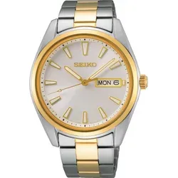 Seiko Herrenuhr SUR446P1 - Elegante Armbanduhr in Gold und Silber - Armbanduhren für Herren mit Saphirglas, wasserdicht bis 100 m und elegantem Edelstahlarmband. Ideal für jeden Anlass.