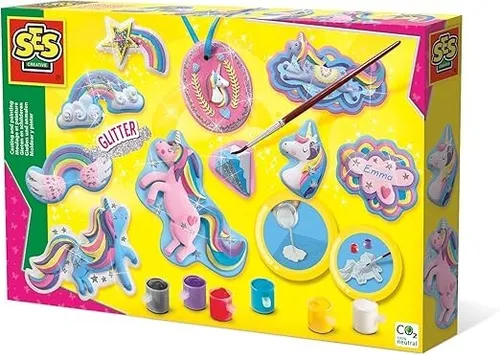 SES Creative 01359 Einhorn-Gipsbastelsets für Kinder - Lagerschaden