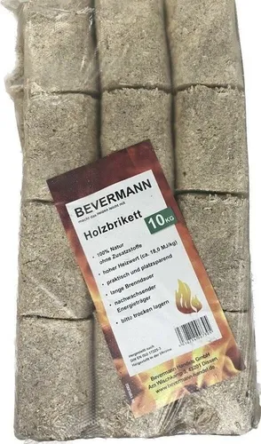 Bevermann Holzbriketts 10kg Brennstoff Holz Briketts Kamin Ofen Hoher RUF Kohle