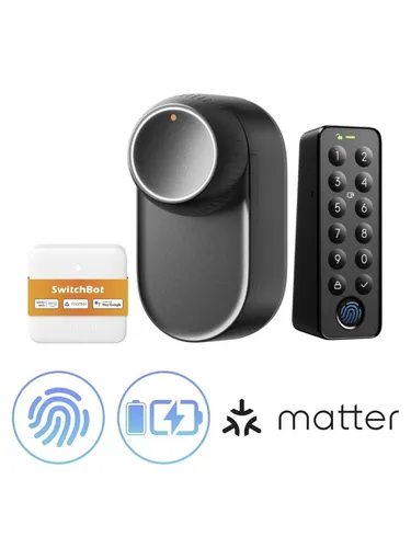 SwitchBot Smart Lock Ultra + Hub Mini Matter + Keypad Touch - LED-Lampen und flexible Zugangskontrolle mit Matter-Unterstützung, vielseitige Entsperrmethoden und blitzschnelle Erkennung für mehr Sicherheit.