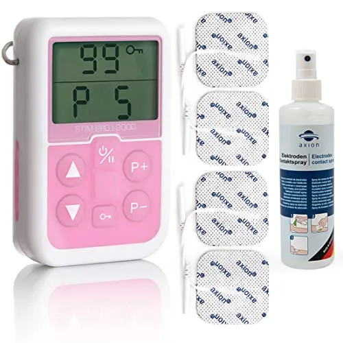 EMS Beckenbodentrainer mit 4x Elektroden 5x5 cm & Kontaktspray | EMS Beckenboden Training bei Inkontinenz: Harn- & Stuhlinkontinenz, Geburtsrückbildung, Straffung des Beckenbodens | Pelvic Trainer