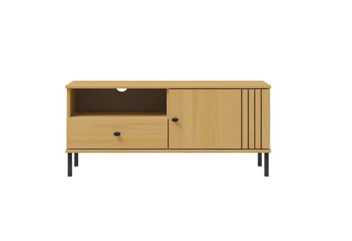 Woodroom TV-Board Sevilla mit Schublade und offenem Fach - Modernes TV-Lowboard in Kiefer eichefarbig lackiert (105x47x40 cm) – stilvolles Design und praktische Stauraumlösung für dein Wohnzimmer.