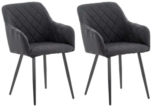CLP Esszimmerstuhl Shila 2er Set, Stoff oder Samt, Schwarz - Esszimmerstühle mit Armlehnen, bequemer Polsterung und stilvollem Design, ideal für verschiedene Räume und bis 120 kg belastbar.