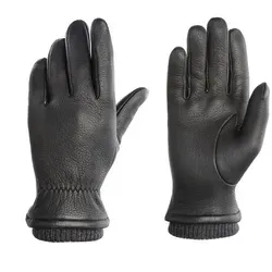 PEARLWOOD Lederhandschuhe SOHO (1 Paar) Strickbündchen, Temperaturregulierend, gefüttert schwarz 8,5