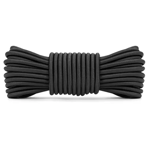 Abma Cord Gummiseil Expanderseil 5mm 10M Gummischnur UV Beständig Planenseil 100% Dehnung Spannseil für Plane, Anhängerplane, Sonnensegel, Zelte, Banner - Schwarz