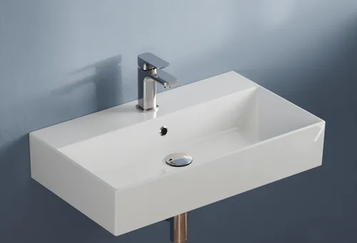 Aqua Bagno Eckiges Design Waschbecken - Hochwertiges, eckiges Waschbecken aus weißer Keramik, ideal für moderne Badezimmer und platzsparende Lösungen.