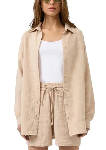 QS Hemdbluse aus Musselin – Oversized Fit - Elegante Hemdbluse aus leichter Baumwolle im Oversized Fit. Mit Rundhalsausschnitt, Hemdkragen und überschnittenen Schultern für einen lässigen Look. Ideal für verschiedene Anlässe.
