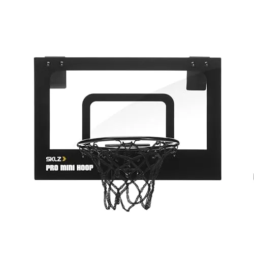 SKLZ 2732 Pro Mini Hoop Micro Basketballkorb - Basketballkörbe für drinnen, mit bruchsicherem Polycarbonat-Backboard und 9-Zoll-Feder-Action-Rand für authentisches Spielvergnügen.