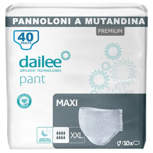 Dailee Pants Maxi Inkontinenz Windelhosen für Erwachsene - Dailee Pants Maxi bieten effektiven Schutz und Komfort bei Inkontinenz. Mit ihrer perfekten Passform und hohen Saugkraft sind sie ideal für aktive Nutzer und sorgen für Sicherheit und Diskretion im Alltag.