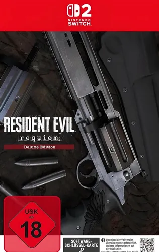 Resident Evil Requiem Deluxe Edition für Nintendo Switch 2 (Vorbestellung) - Erlebe die Disc-Version des actiongeladenen Spiels, herausgegeben von Capcom. Ideal für Fans der Resident Evil-Serie, USK ab 18 Jahren, Erscheinung 2026.