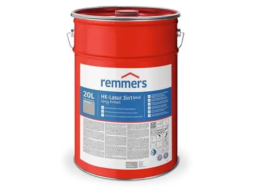 Remmers HK LASUR 3IN1 PLUS GREY PROTECT - 20 LTR - Premium Holzschutzlasur für außen, 3in1: Imprägnierung, Grundierung und Lasur. Bietet ausgeprägten Feuchteschutz und UV-Schutz, schnell trocknend und ideal für Zäune und Carports.
