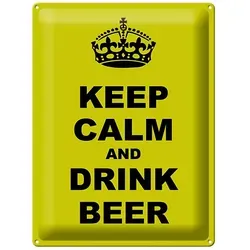 Femer GmbH Metallschild Spruch 30x40cm keep calm and drink beer, (1 St), gewölbte Oberfläche, abgerundete Ecken, umgeschlagene Kanten