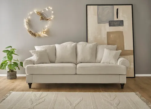 Home affaire 3,5-Sitzer WESTMINSTER - Elfenbein mit Federkern-Polsterung - Einzelsofas mit innovativer WATER REPELLENT Technologie für einfache Pflege und reduzierte Feuchtigkeitsaufnahme. Ideal für ein stilvolles und sorgenfreies Wohnen.