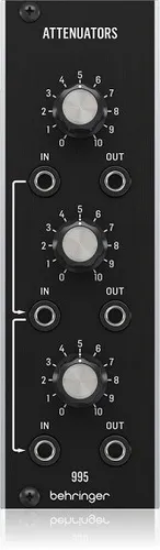 Behringer 995 ATTENUATORS - Legendäres analoges Attenuator-Modul - Mischpulte: Hochwertiges Eurorack-Modul mit drei unabhängigen Abschwächern für präzise Steuerung von Audio- und CV-Signalen.