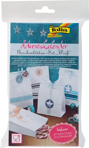 folia Adventskalender "Papiertüten blanko" weiß