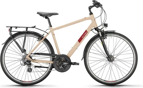 Victoria Trekkingrad "TREQANA 2" Mod. 24, Diamant, 28", grau-beige matt - Robustes Trekkingrad für vielseitige Einsätze – ideal für Stadtfahrten und Ausflüge in die Natur.