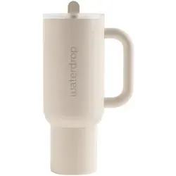 waterdrop Thermobecher 1,1 L, Weiß - Hochwertiger Thermobecher aus Metall und Kunststoff, doppelwandig und 100% dicht – ideal für Kaffee und Tee, hält Getränke lange warm oder kalt.