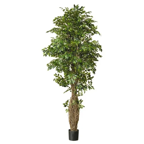 artplants Kunstpflanze Ficus Benjamini ALMINKO, 330 cm - Künstliche Ficus-Pflanze mit Naturstamm, ideal für Dekoration und pflegeleicht. Verleiht jedem Raum eine grüne Note und ist 330 cm hoch.