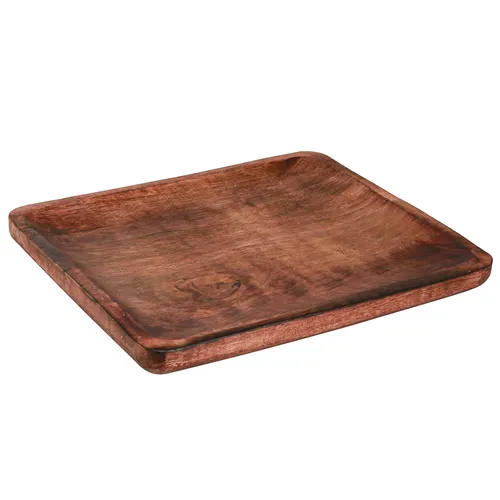 Holztablett Deko Tablett rechteckig Dunkelbraun lasiert 30×25cm rustikal