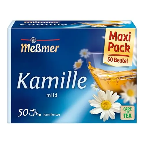 Meßmer Kamille Tee | 50 Teebeutel | Vegan & Glutenfrei - Teesorte: Kamille, mildaromatisch und aus 100% Blüten, ideal für entspannende Momente. Nachhaltig produziert und in umweltfreundlichen Verpackungen.