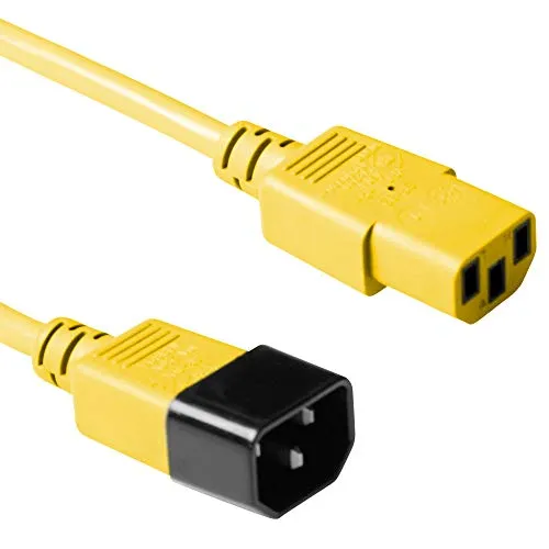 ACT Kaltgerätekabel 0.6m, C13 auf C14 Kaltgerätekabel Verlängerung, IEC Stecker auf Buchse 3 Pin - AK5116 Gelb, 0,6 Meter