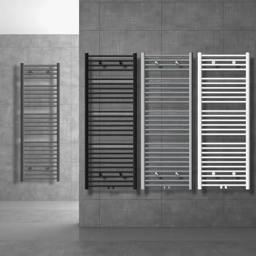 LuxeBath Badheizkörper Design Heizkörper Handtuchtrockner Badezimmer Heizung für Handtücher, Handtuchwärmer Sahara Mittelanschluss + Thermostat gerade