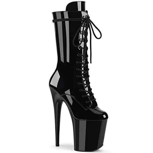 Pleaser Damen FLAMINGO-1050 Plateau High Heels Stiefelette Blk Pat 39 EU