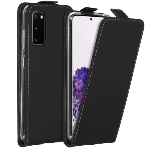 ACCEZZ Flipcase Hülle kompatibel mit Samsung Galaxy S20– Flip Case Tasche – Handytasche zum Aufklappen in Schwarz [1 Kartenfach, Magnetverschluss, Premium Kunstleder]
