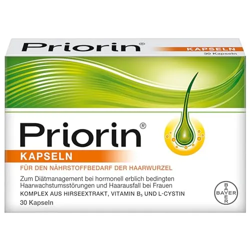 Priorin Kapseln - Haarkapseln für gesundes Haarwachstum - Haarwuchs Behandlung mit natürlichen Nährstoffen für die Haarwurzeln, unterstützt hormonell bedingten Haarausfall und fördert volles, kräftiges Haar.