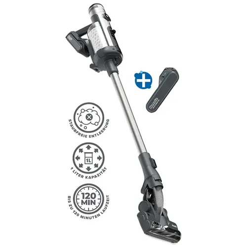 Numatic Quick Akku-Staubsauger NQ. 100 grau - Kabelloser Stabstaubsauger mit 120 Minuten Laufzeit, ideal für professionelles Spotcleaning. Inkl. 2 Akkus und Zubehör für maximale Flexibilität.