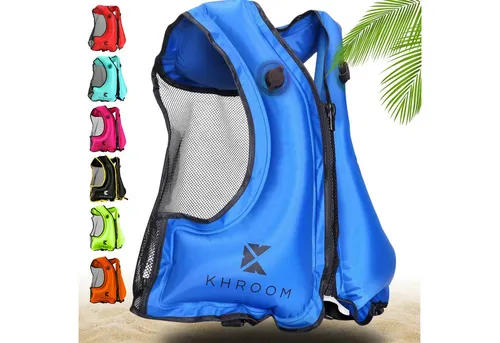 Khroom Aufblasbare Schwimmweste für Erwachsene - Ideal für SUP, Kajak & Schnorcheln - Rettungsweste mit 59 N Auftrieb, perfekt für Wassersportler zwischen 30 und 100 kg. Sicheres und komfortables Schwimmen für unvergessliche Erlebnisse auf dem Wasser.