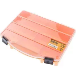 FORTE Tools Box ORG-10 Organizer Kleinteile Aufbewahrung ( 000051144705 ) 251 x 200 x 44 mm mit 10 Fächer für Nägel Schrauben Dübel Handwerkzeuge - Orange/Transparent