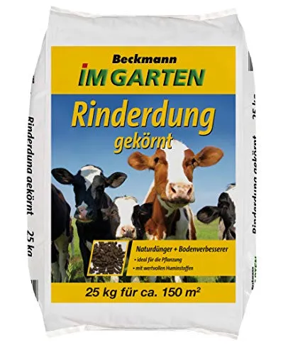 Beckmann Rinderdung gekörnt 25 kg - Naturdünger und Bodenverbesserer, ideal für gesunde Pflanzen und nachhaltige Gartenpflege.